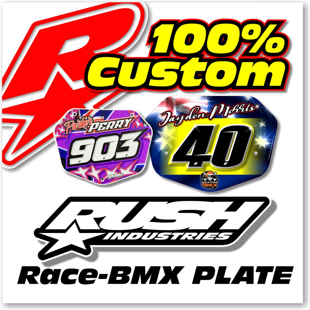 RUSH Industries Custom BMX Number Plate